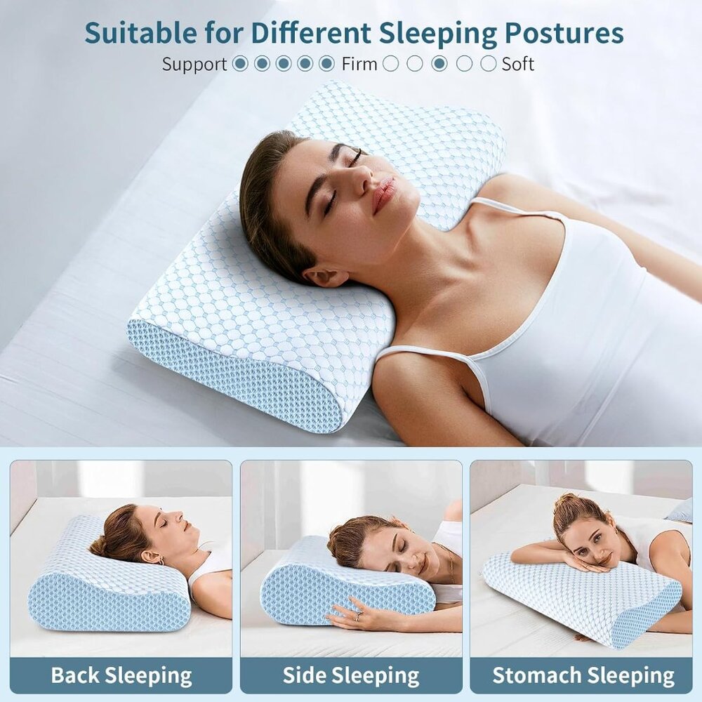 Cervical Pillow for Neck Pain Relief, Contour Memory Foam Pillows for Sleeping, - Picture 6 of 7